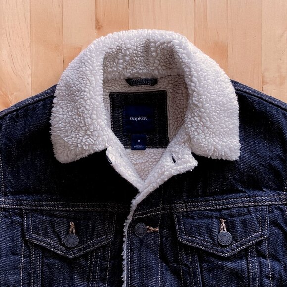 GapKids Sherpa Lined Denim Jean Jacket Boys Medium - Picture 2 of 4